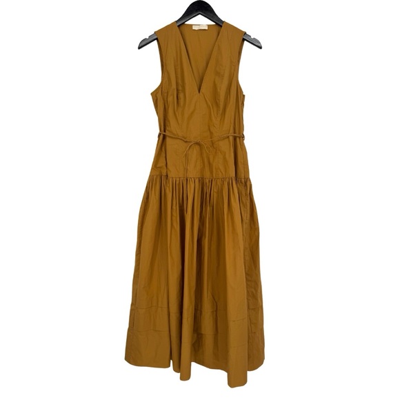 Ulla Johnson Kiran Dress Topaz 6 Sleeveless V-Neck Midi Length Golden Yellow - Picture 5 of 14